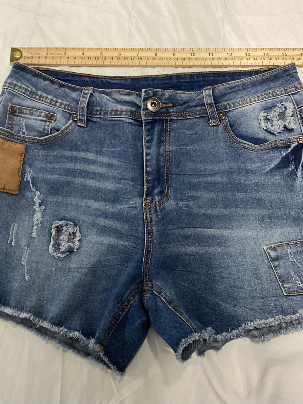 JW PATCH Women’s Distressed Blue Denim Jean Shorts